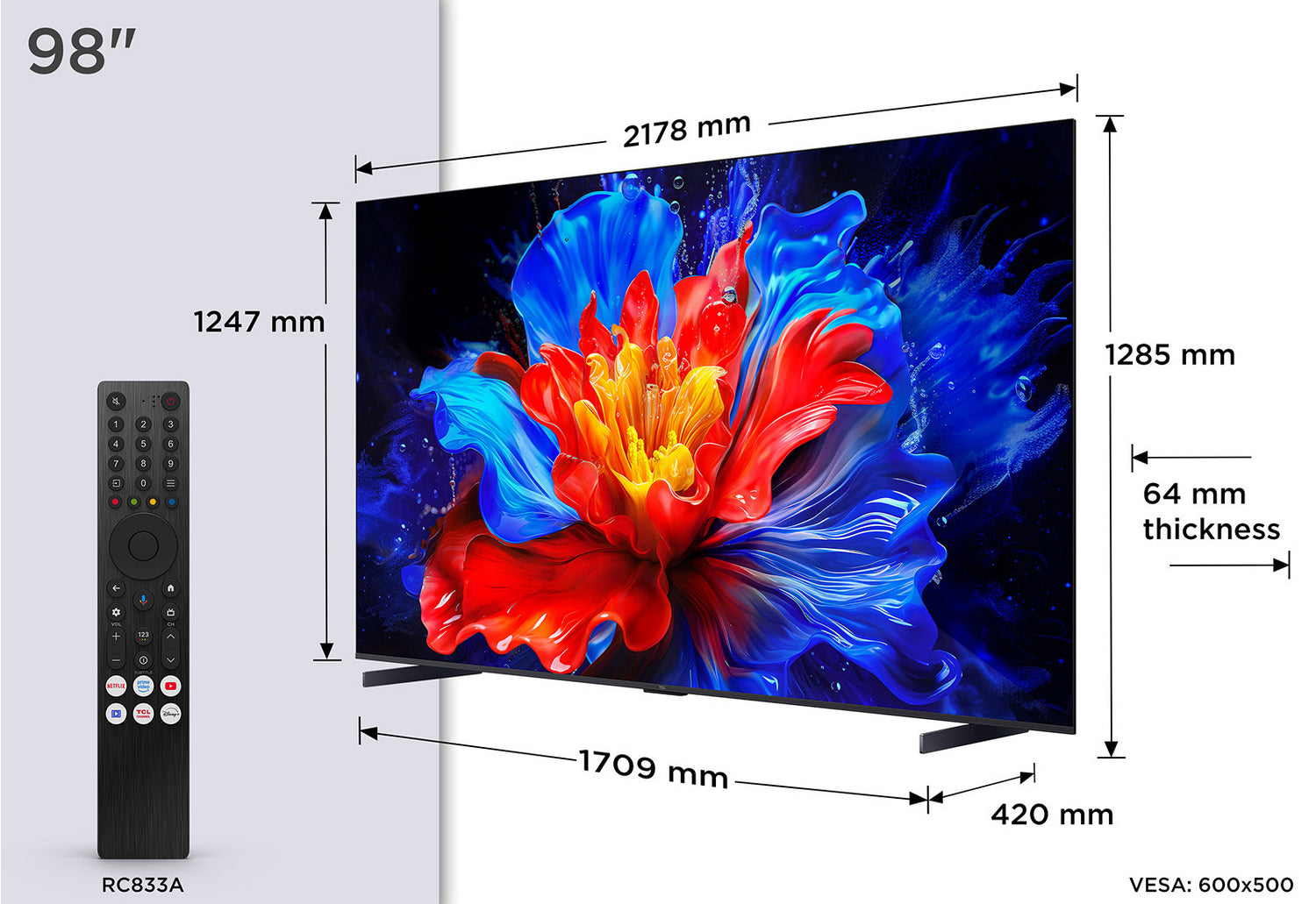 TCL 98P8K-UK 98" 4K QLED HDR Ultra HD Google TVs